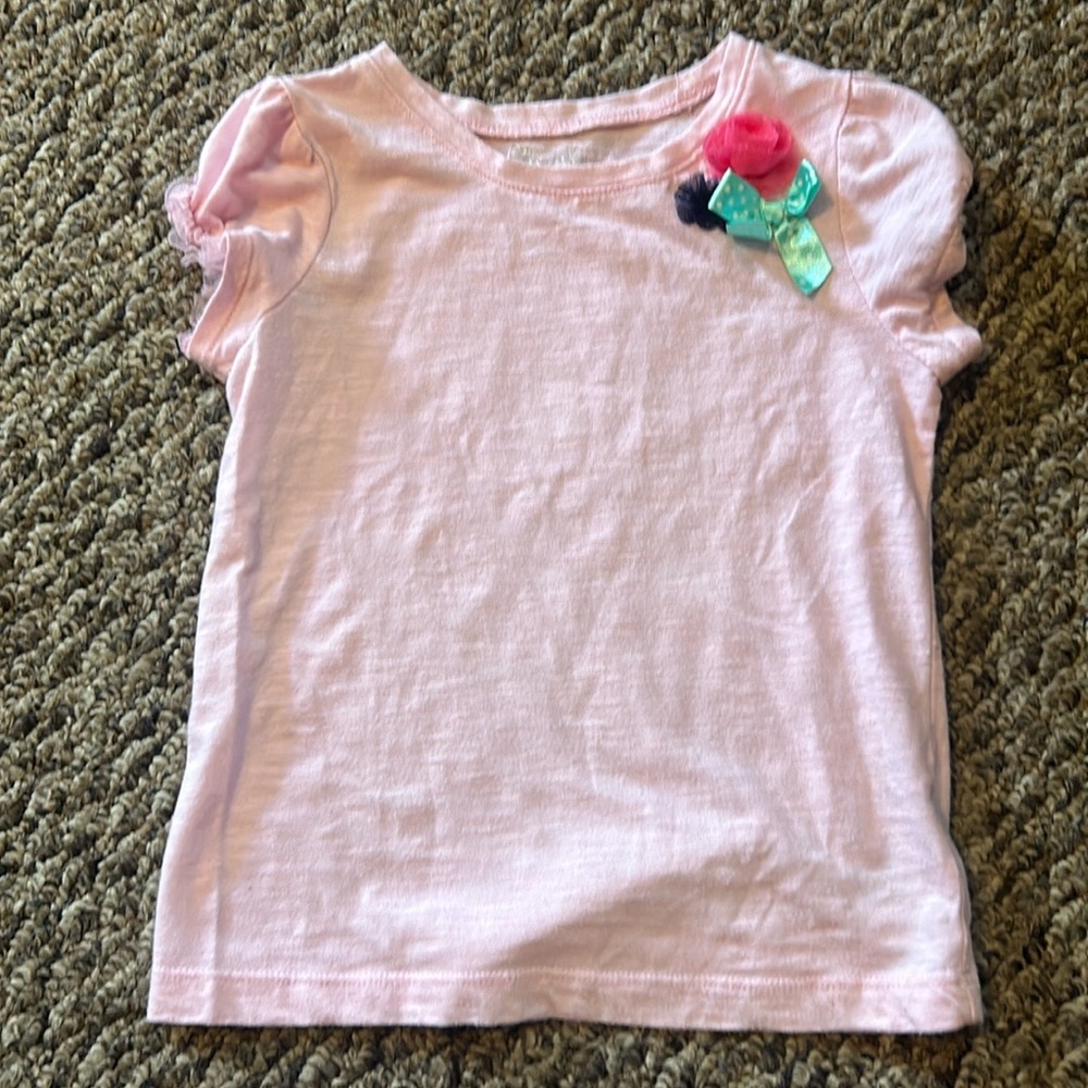 Pink Kids Shirt with Floral Accent